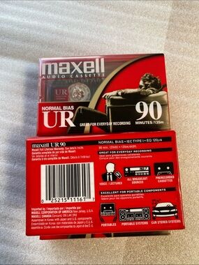 New Maxell UR 90 Normal Bias IEC Type Audio Cassette (Lot of 5)